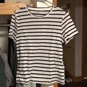 Navy Blue and White Basic Striped Tee